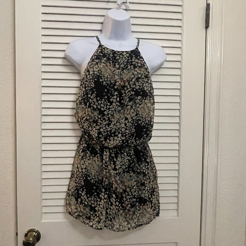 Boho Floral Halter Mini Dress Small Summer Vacation